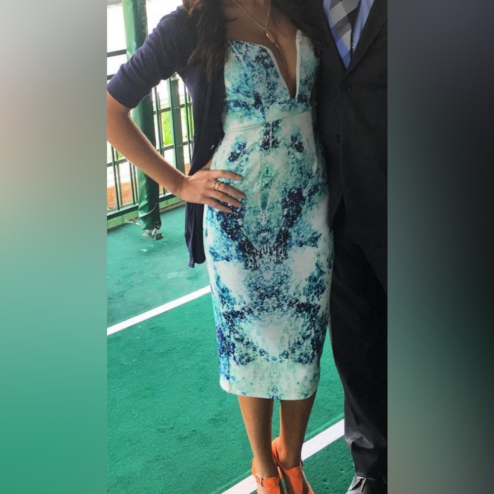 Blue splatter midi dress